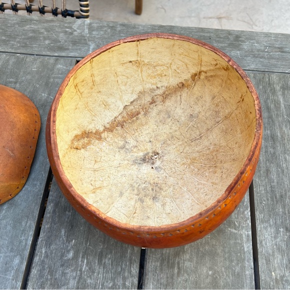 Stone Heat Hand Decorated Gourd Container By Ridge Kunzel Large Lid and Bowl - Picture 8 of 11